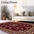 Crimson Gold Bell Scrollwork Rug