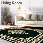 Elegant Ivory Cream Medallion Border Rug