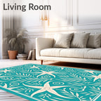 Teal Starfish Botanical Garden Rug