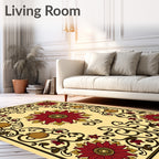 Crimson Floral Scrollwork Amber Gourd Rug