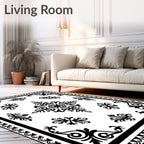 Black and White Classic Filigree Medallion Rug