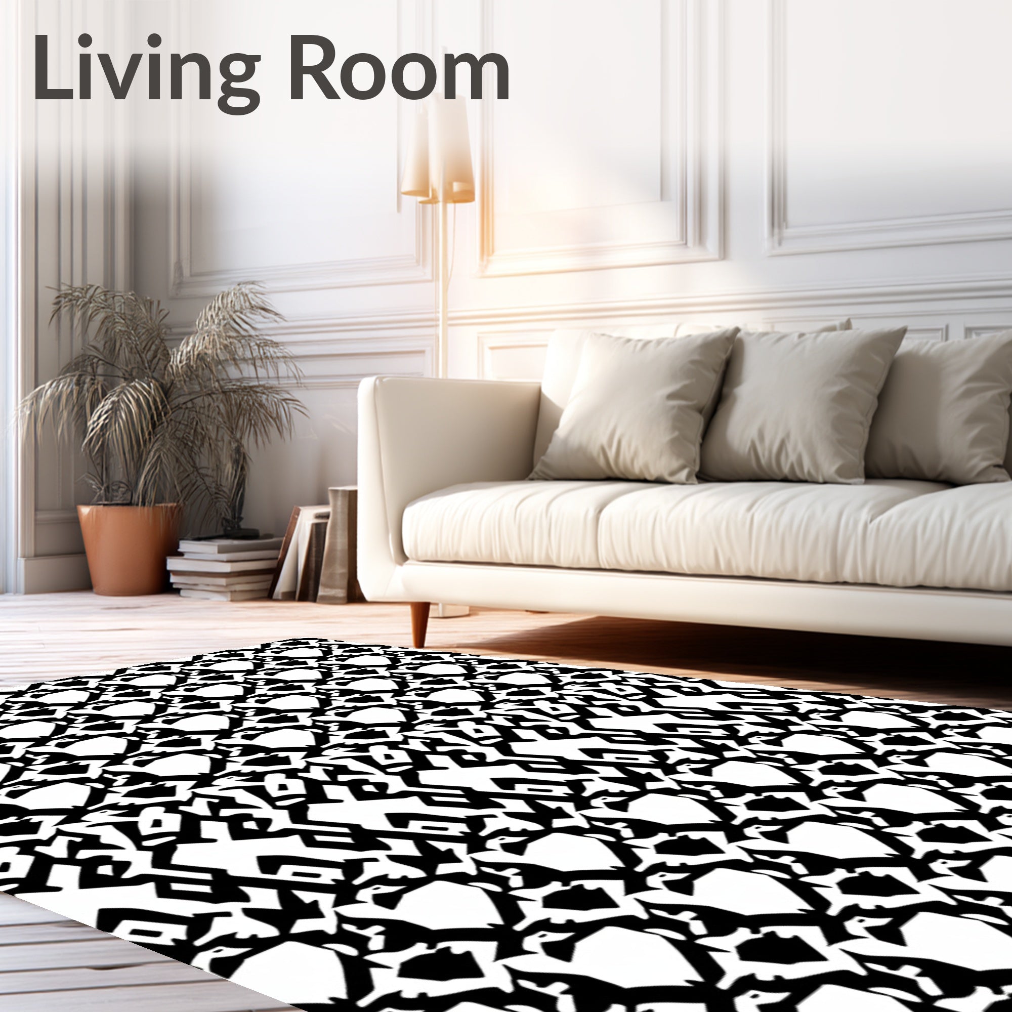 Abstract Penguin Black White Composition Rug