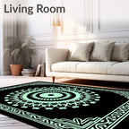 Mint Green Ornate Mandala Border Rug