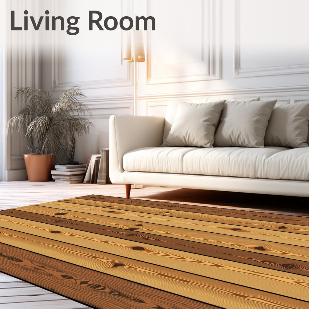 Natural Wood Grain Textured Amber Rug