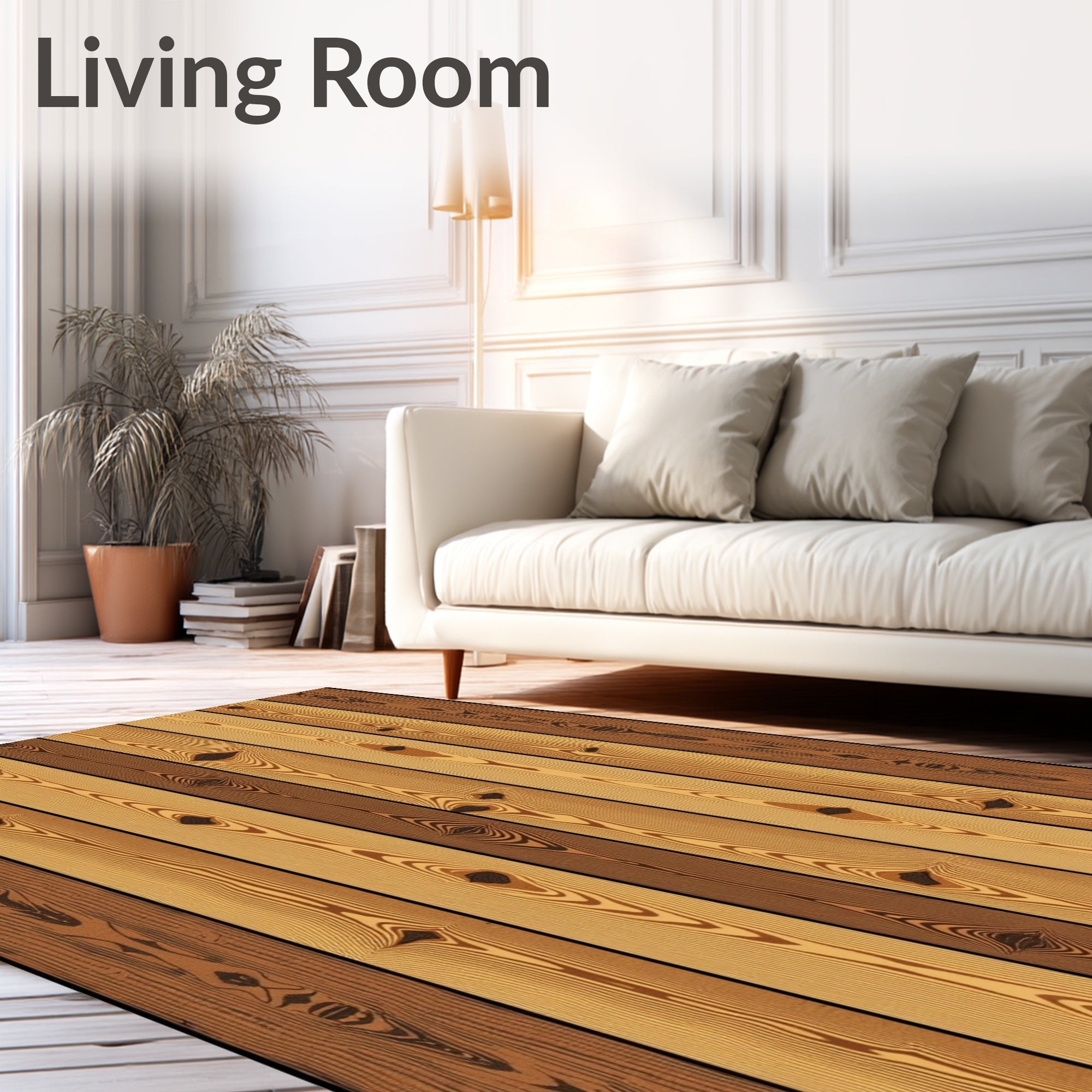 Natural Wood Grain Textured Amber Rug