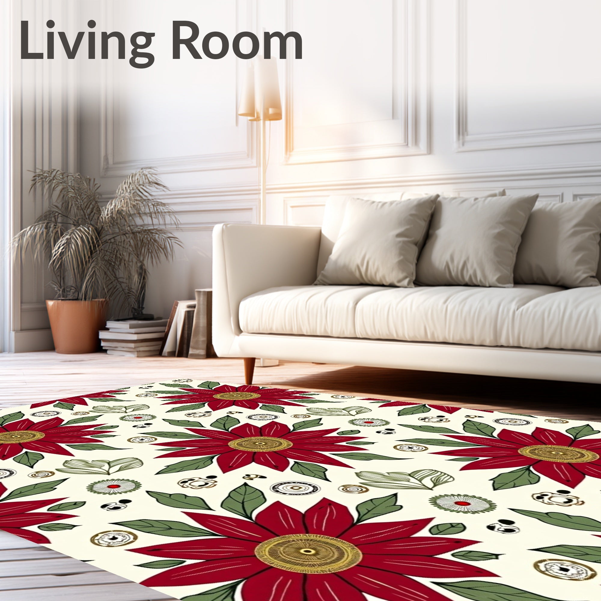 Crimson Red Floral Garden Artistry Rug