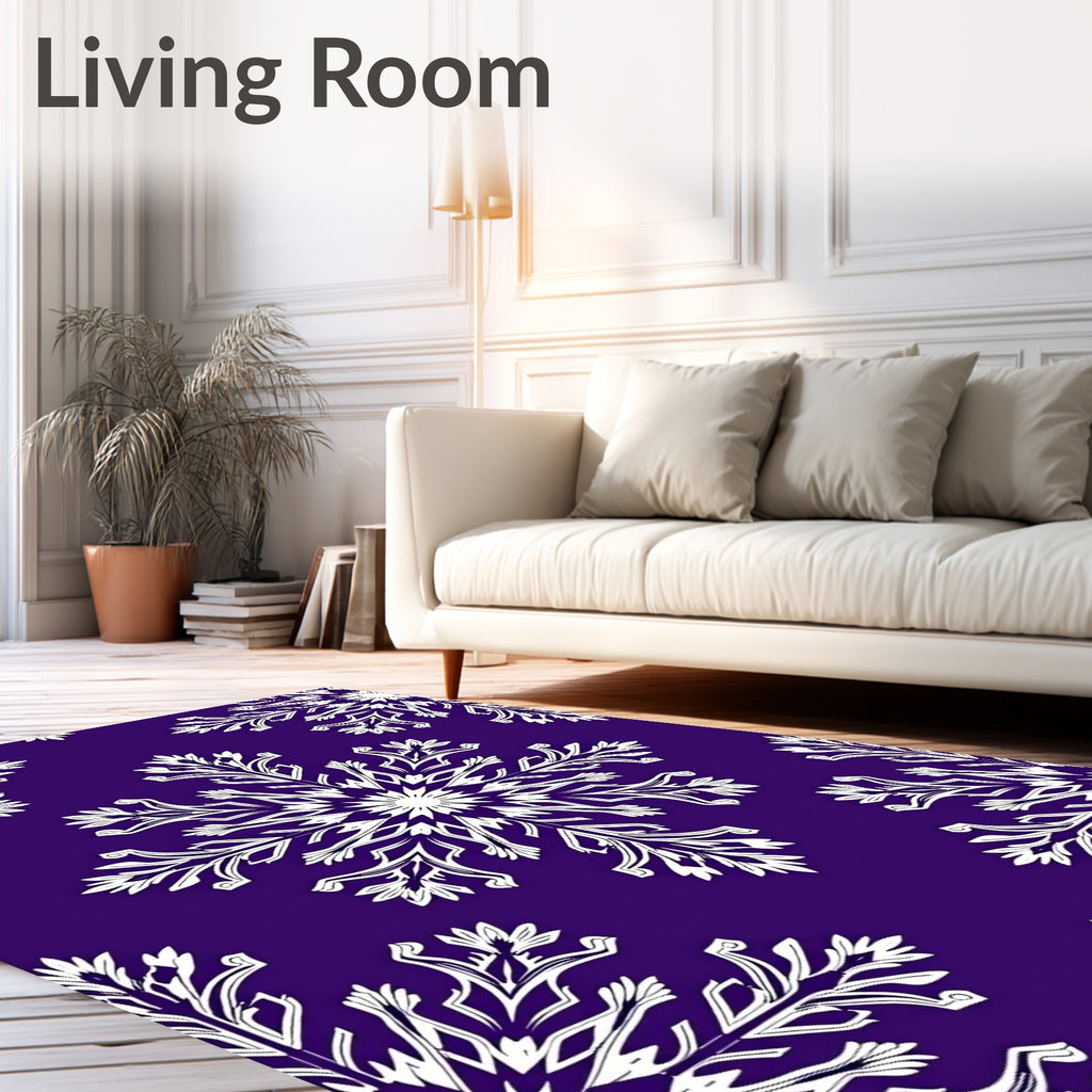 Deep Purple White Snowflake Arrangement Rug