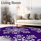 Deep Purple White Snowflake Arrangement Rug