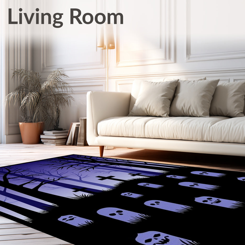 Spooky Gothic Ghost Cemetery Forest Rug