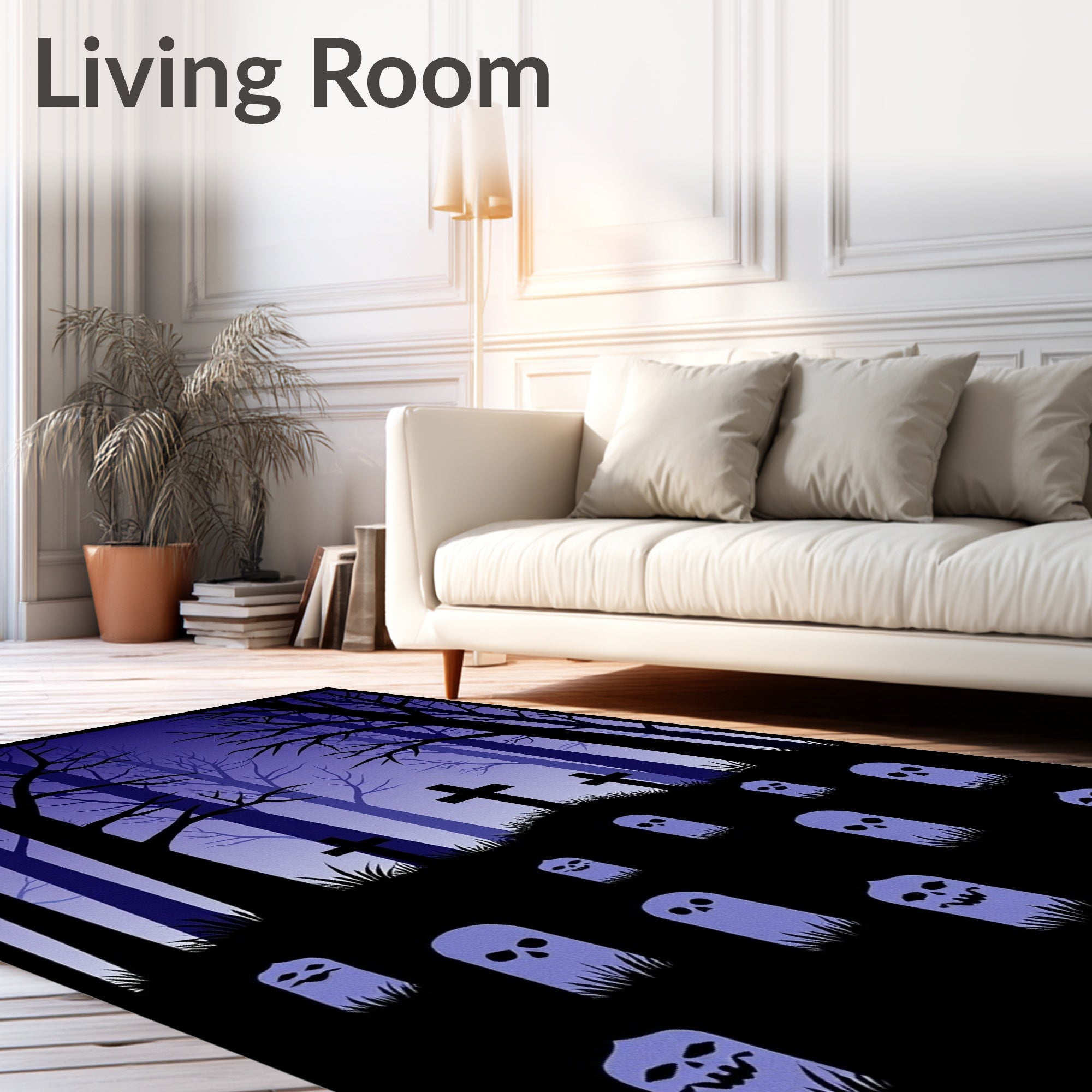 Spooky Gothic Ghost Cemetery Forest Rug