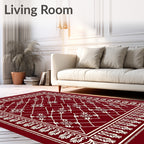 Crimson Floral Lattice Border Rug