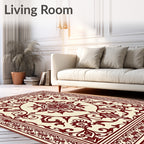 Crimson Medallion Floral Border Rug