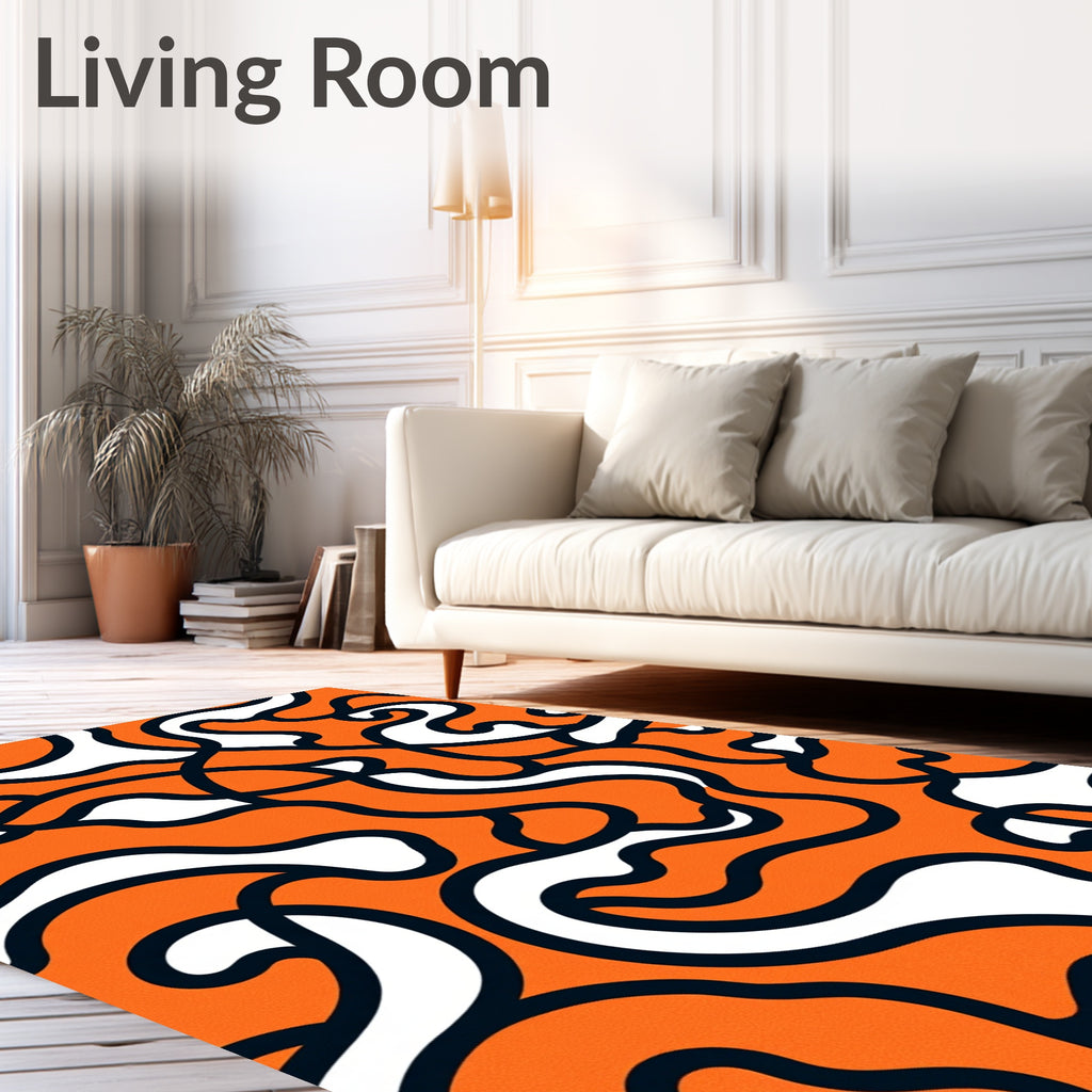 Bold Orange Flowing Abstract Rug