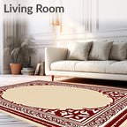 Ornate Burgundy Floral Arched Frame Rug