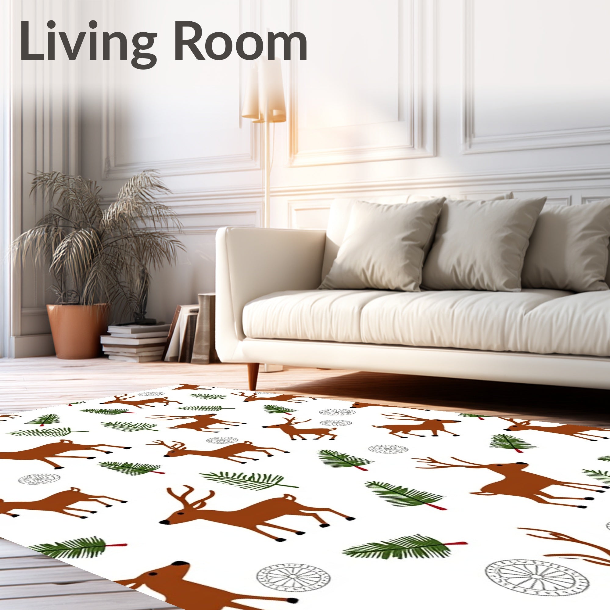 Woodland Brown Deer Pine Forest Whimsical Rug