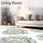 Sage Green Floral Medallion Repeat Rug