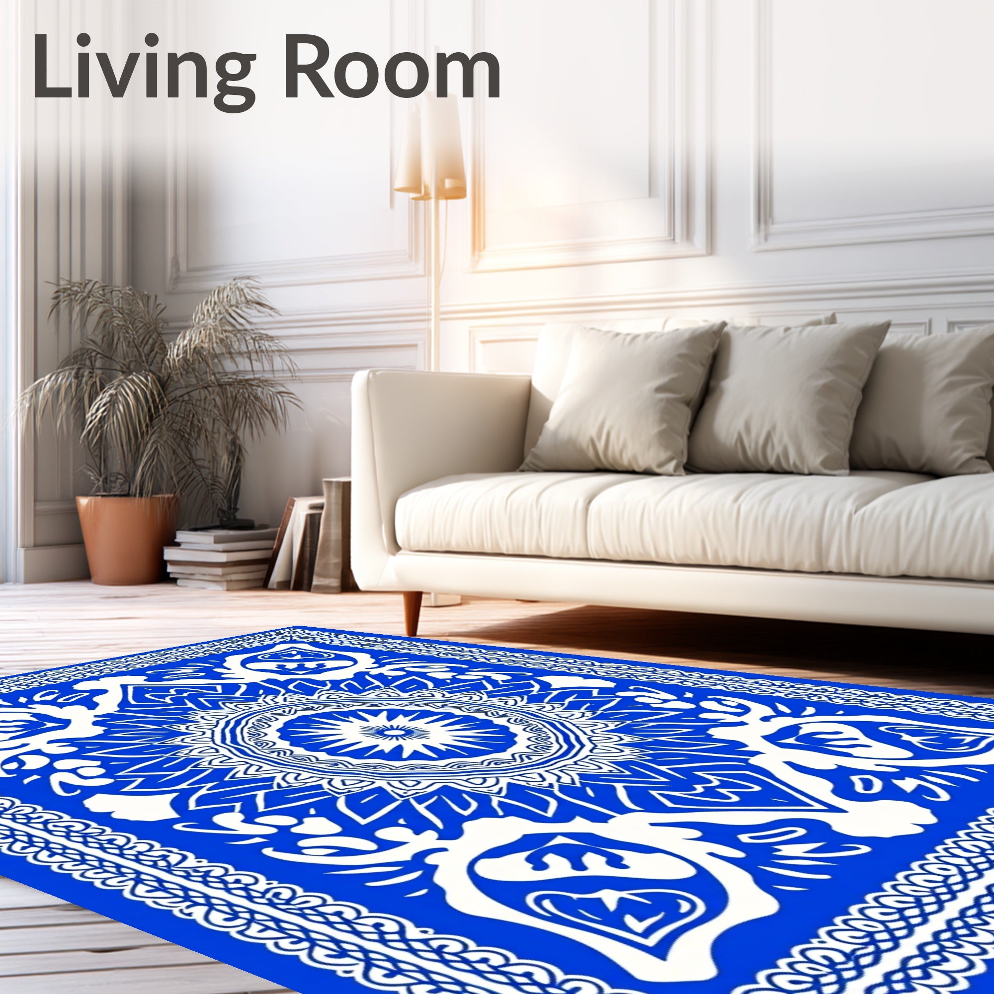 Bold Royal Blue Intricate Mandala Rug