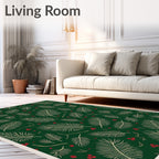 Forest Green Pine Sprigs Berry Rug