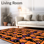 Bold Orange Purple Geometric Crosses Rug