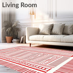 Crimson Textured Lines Composition Rug