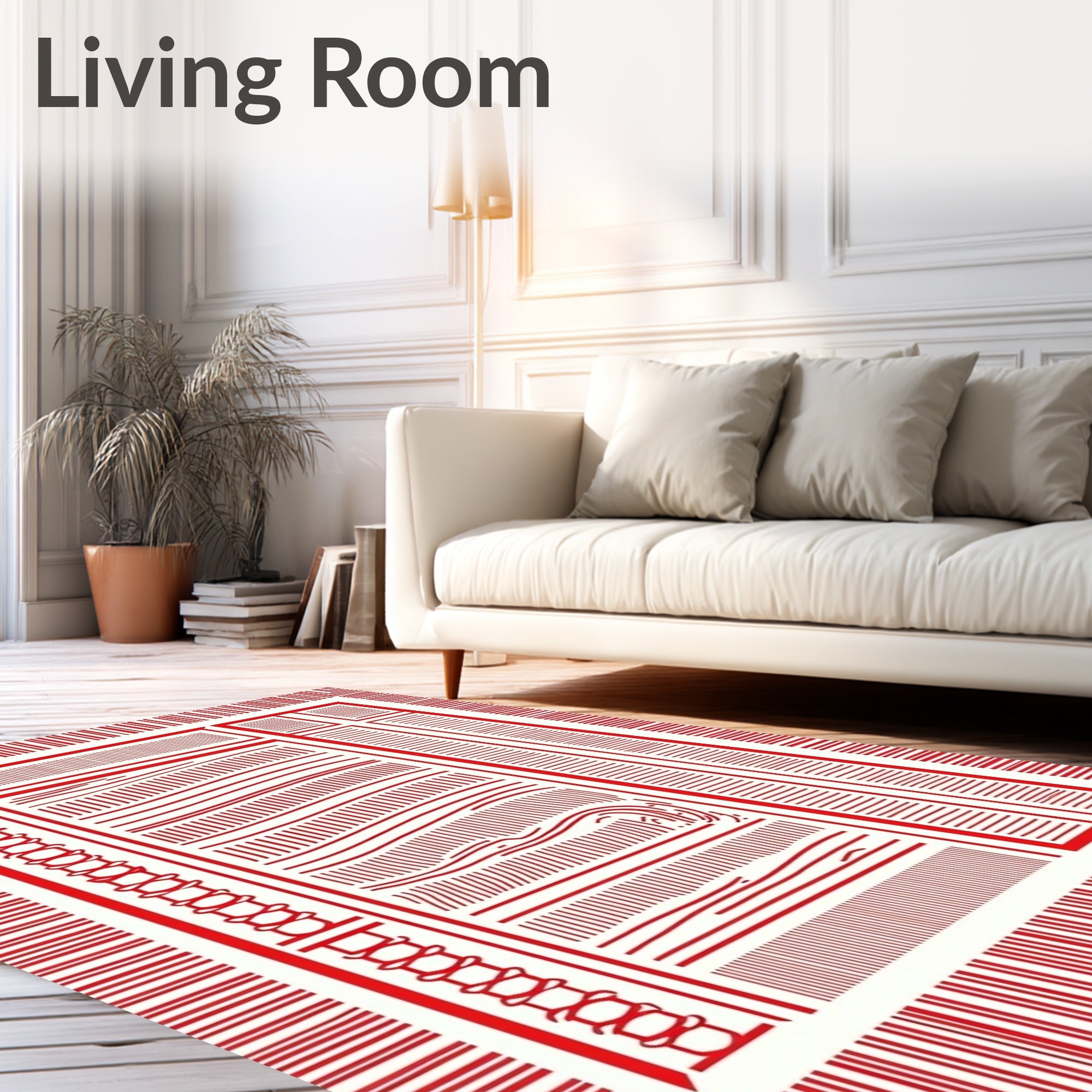 Crimson Textured Lines Composition Rug