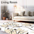 Cream Leafy Branch Art Rug
