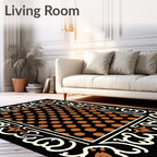 Black Copper Dot Border Art Rug