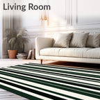 Dark Green White Stripe Rug
