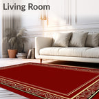 Deep Red and Gold Flourish Border Rug