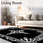 Vintage White Floral Filigree Frame Rug