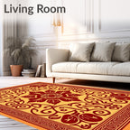 Crimson Floral Scrollwork Amber Rug