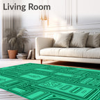 Futuristic Circuit Board Emerald Rug