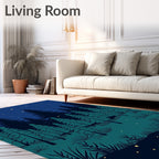 Night Forest Starry Scene Rug