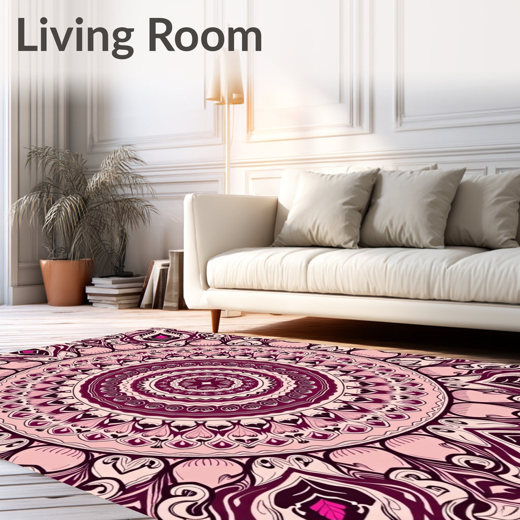 Plum Pink Medallion Mandala Rug