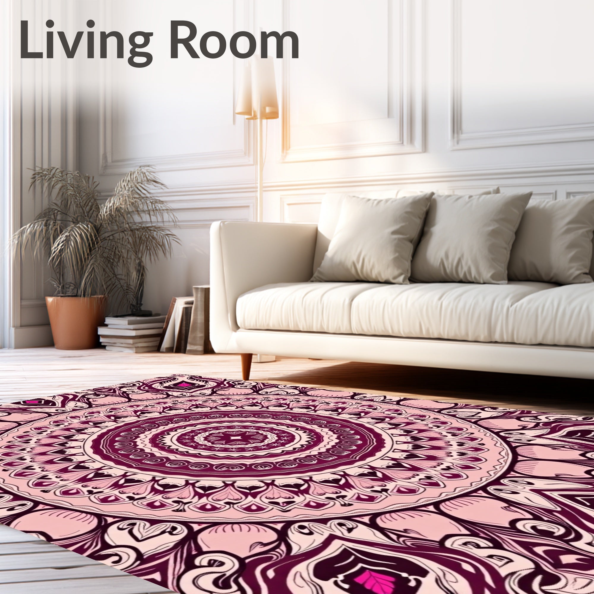 Plum Pink Medallion Mandala Rug