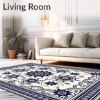 Grand Navy Starburst Medallion Ivory Rug