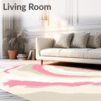 Soft Pink Beige Abstract Swirl Rug