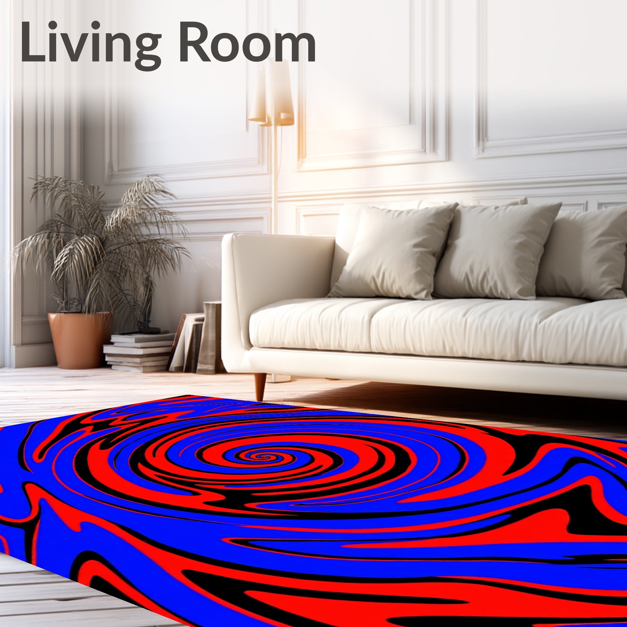 Psychedelic Crimson Blue Swirl Rug