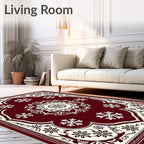 Crimson Ivory Floral Medallion Rug