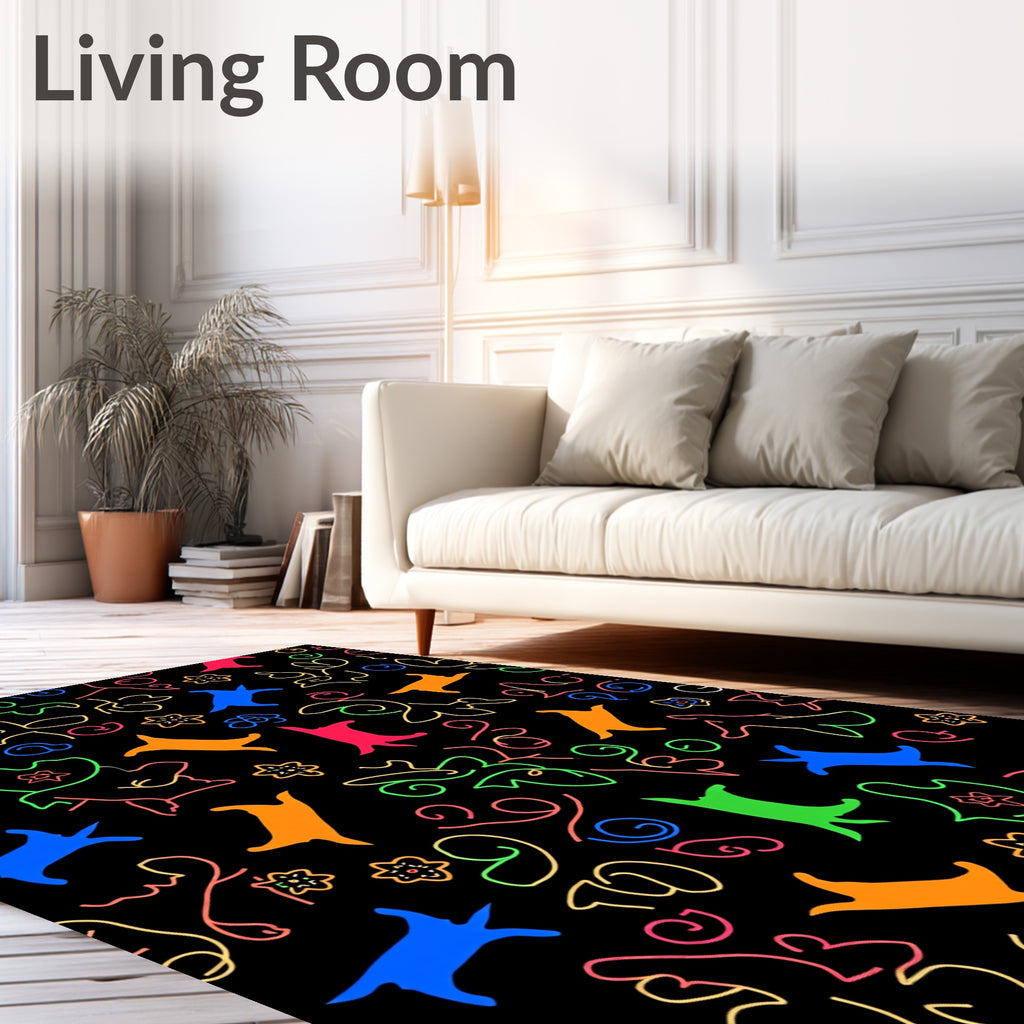 Colorful Abstract Doodle Figures Rug