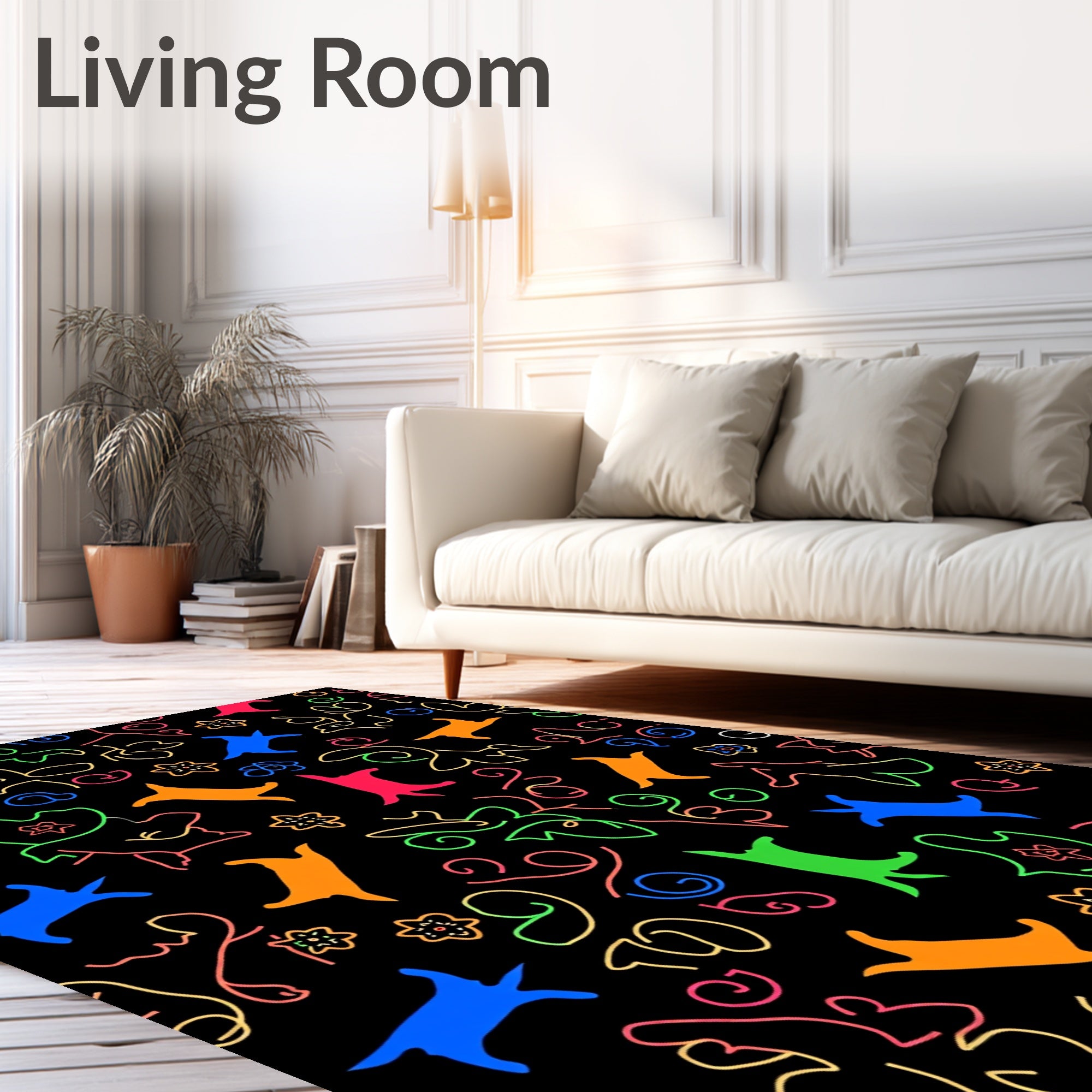 Colorful Abstract Doodle Figures Rug