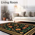 Orange Floral Vine Border Rug