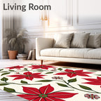 Crimson Red Floral Vine Garden Rug