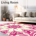 Vibrant Pink Floral Mandala Rug