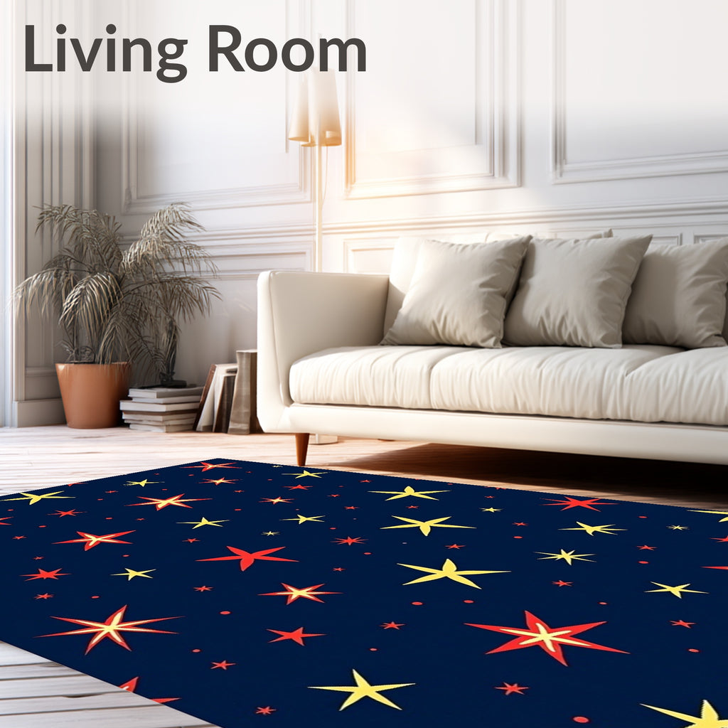 Radiant Red Yellow Star Cluster Rug