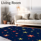 Radiant Red Yellow Star Cluster Rug