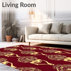 Gold Stylized Face Crimson Rug
