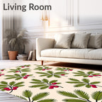 Festive Green Pine Holly Berry Rug