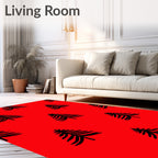 Black Trees on Bright Red Background Rug