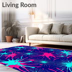 Vibrant Pink Teal Burst Splash Rug